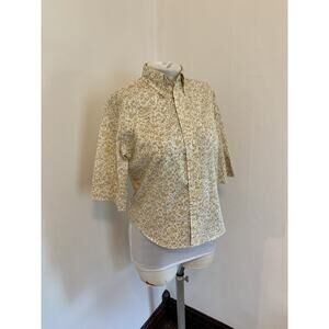 VTG 60s Country Cousins Western Calico Floral Short Sleeve button Down top Dura